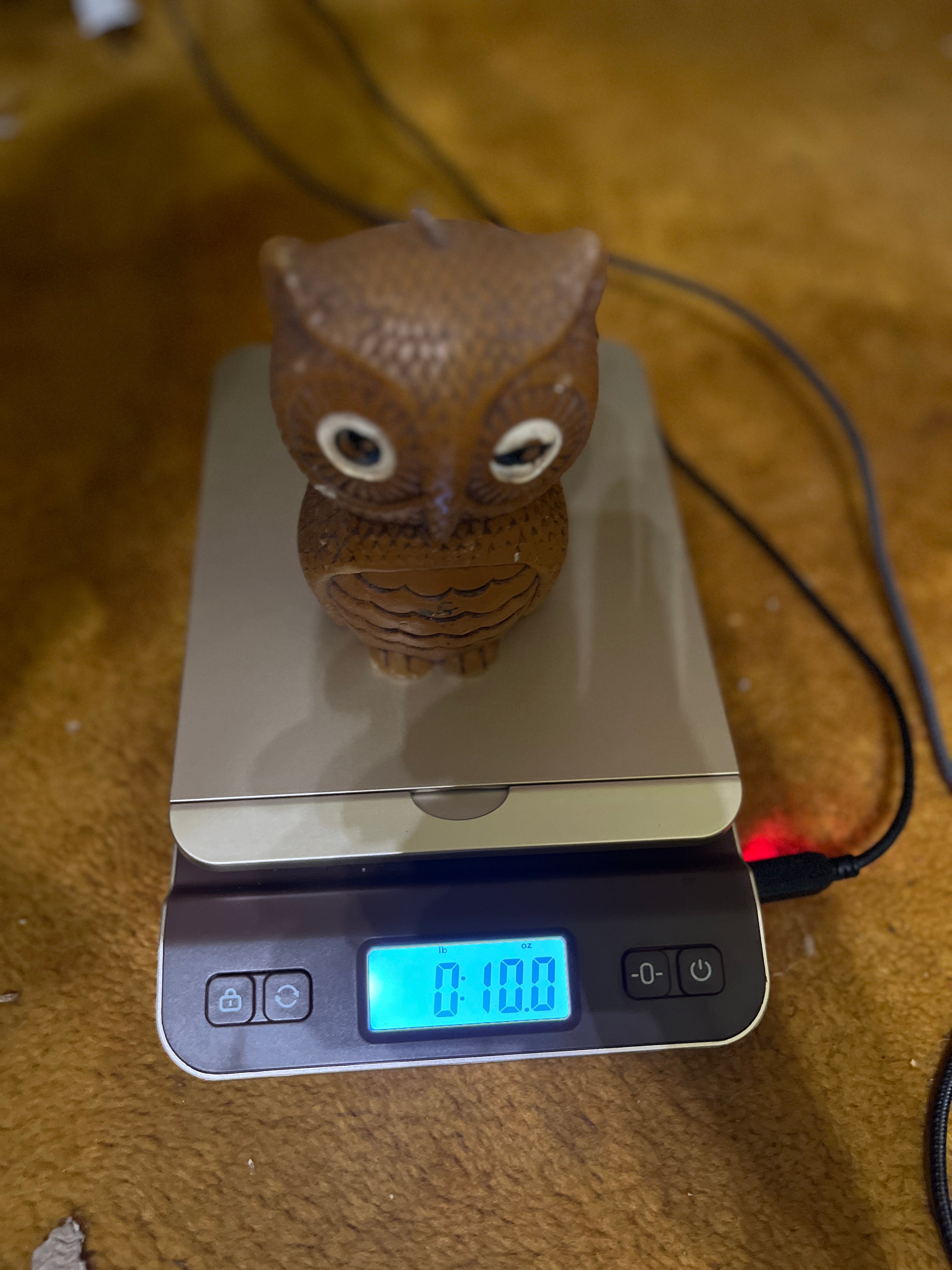 Vintage 1970s "Winking Owl" Novelty Candle – Hand Painted / Unstruck Wick! 5x3 inches pf