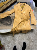 Vintage 70s Leda Spain by gropper yellow leather trench coat made in Spain custom  zz