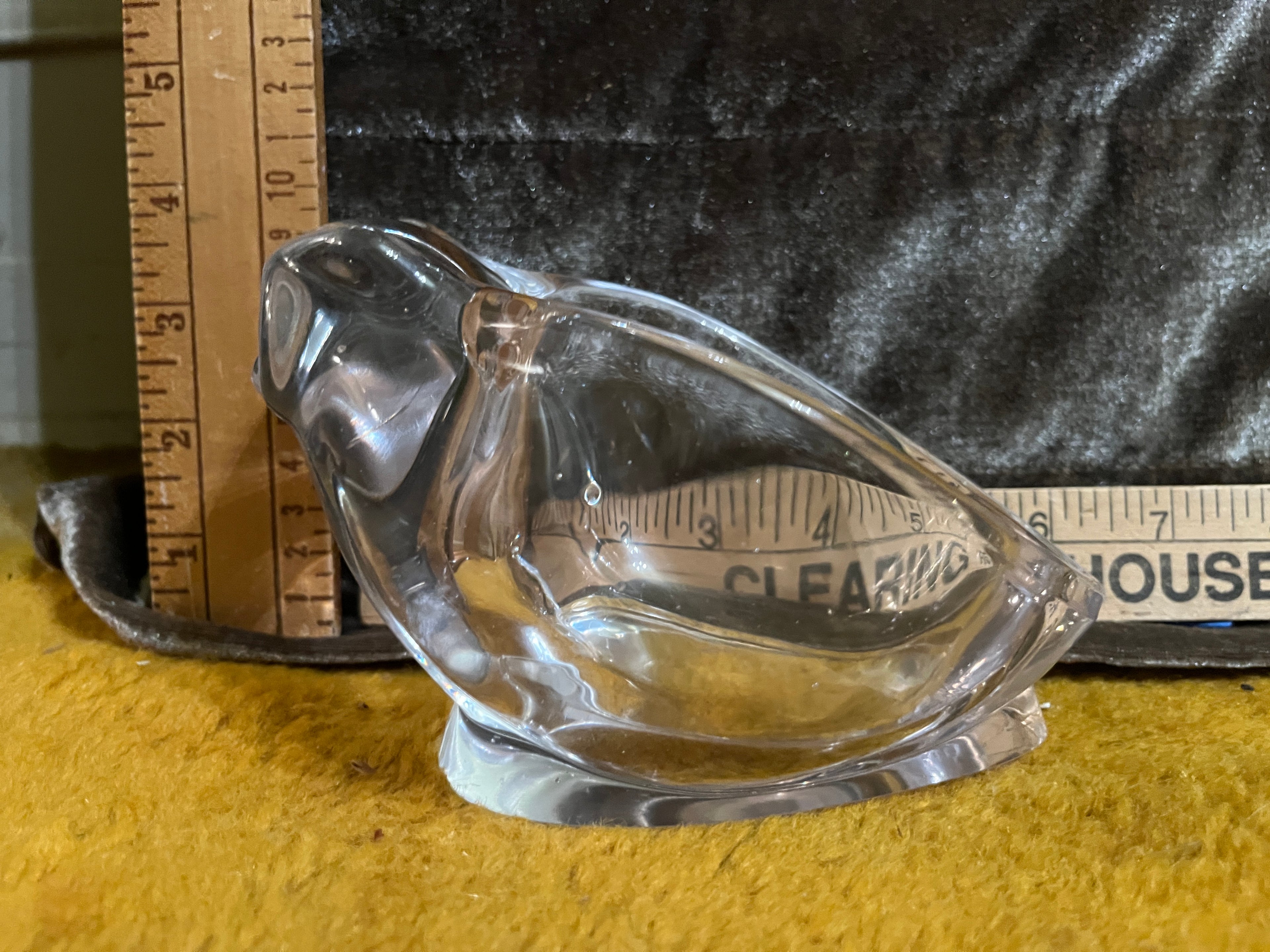 Rare Large Vintage MCM Sasaki Japan Crystal Owl Dish Figurine Bowl Paperweight 6” pf