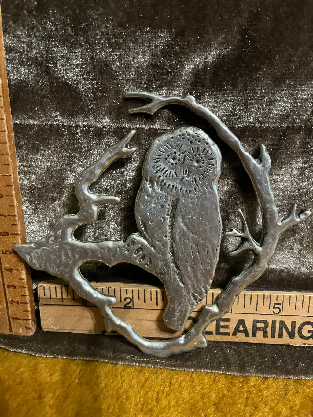 Vintage Wilton Armetale Owl Wall Hanging – 5x5 Heavy Cast Metal Art pf