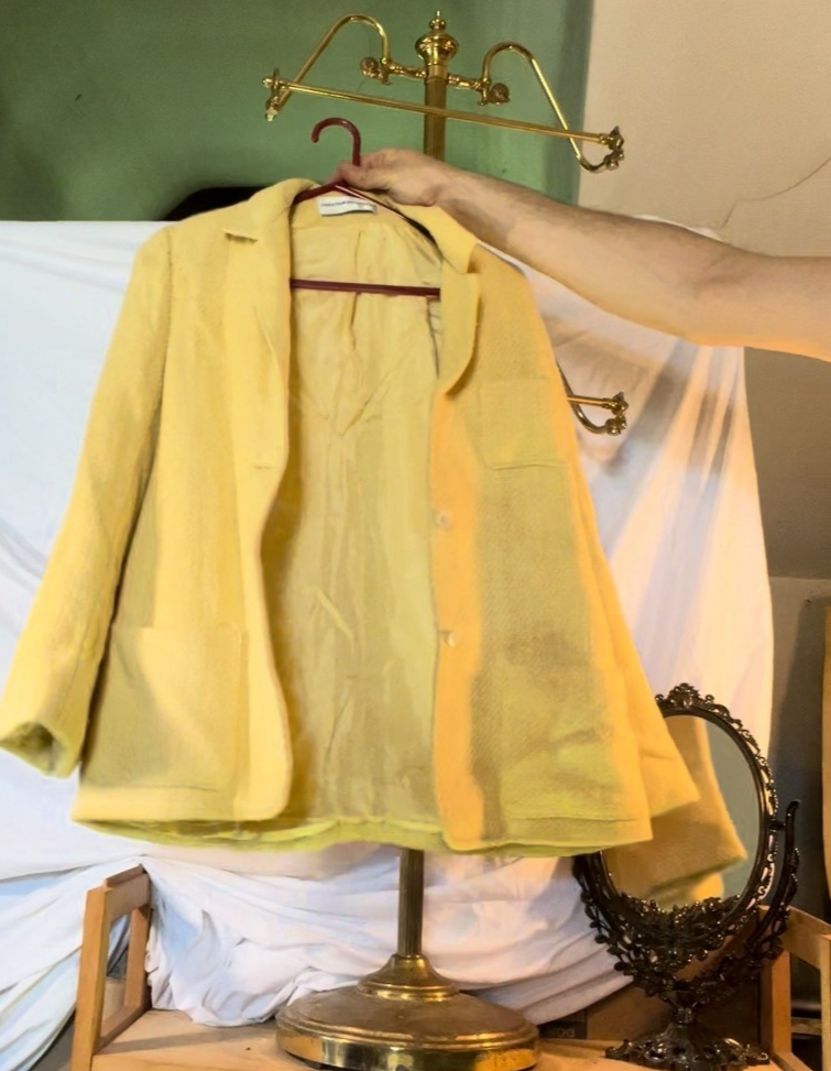 Vintage Chester Weinberg Yellow Textured Blazer 60s 70s Designer Jacket Women’s
