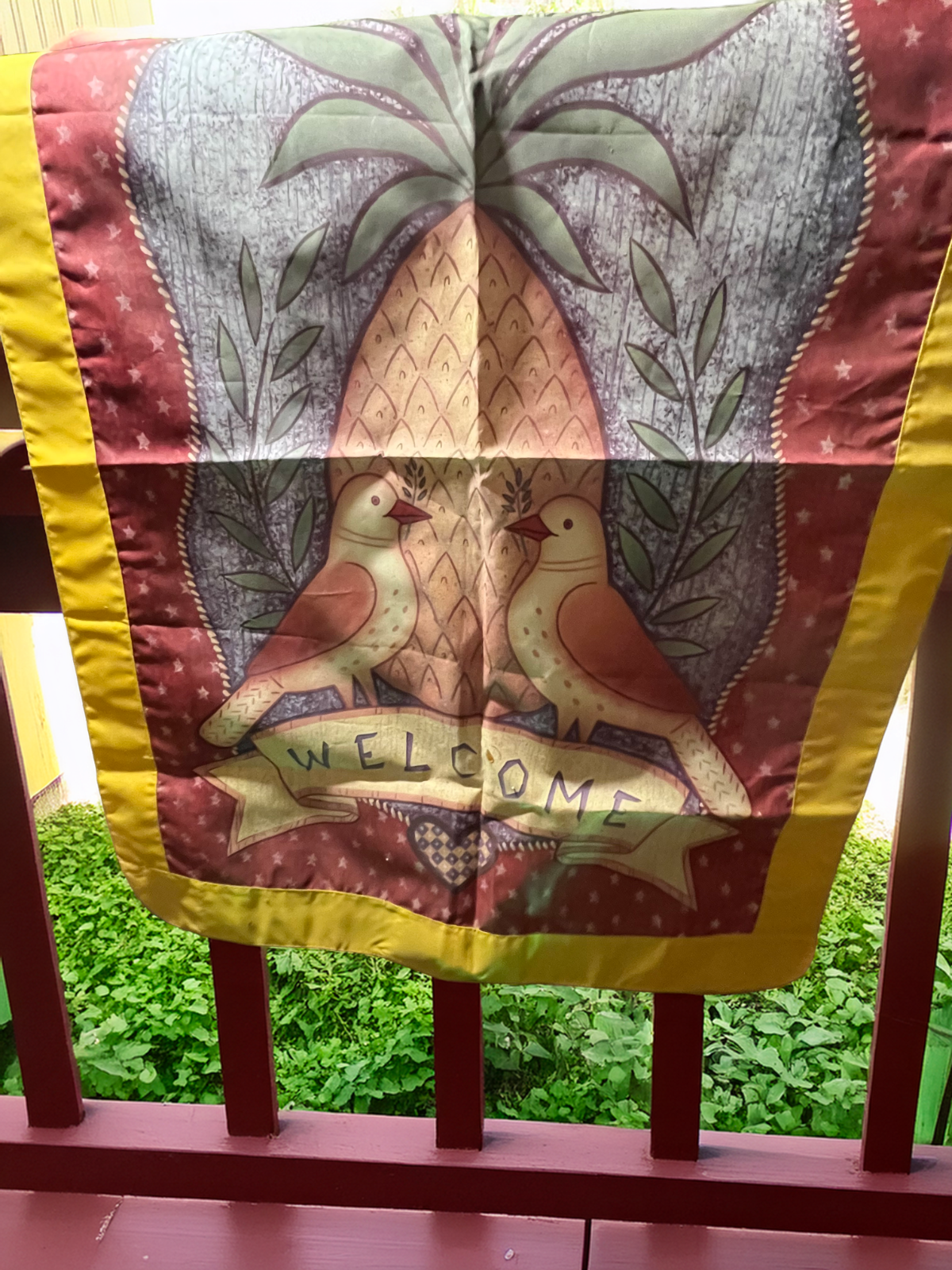 Pineapple Welcome with birds Garden Flag 37" H × 29" W