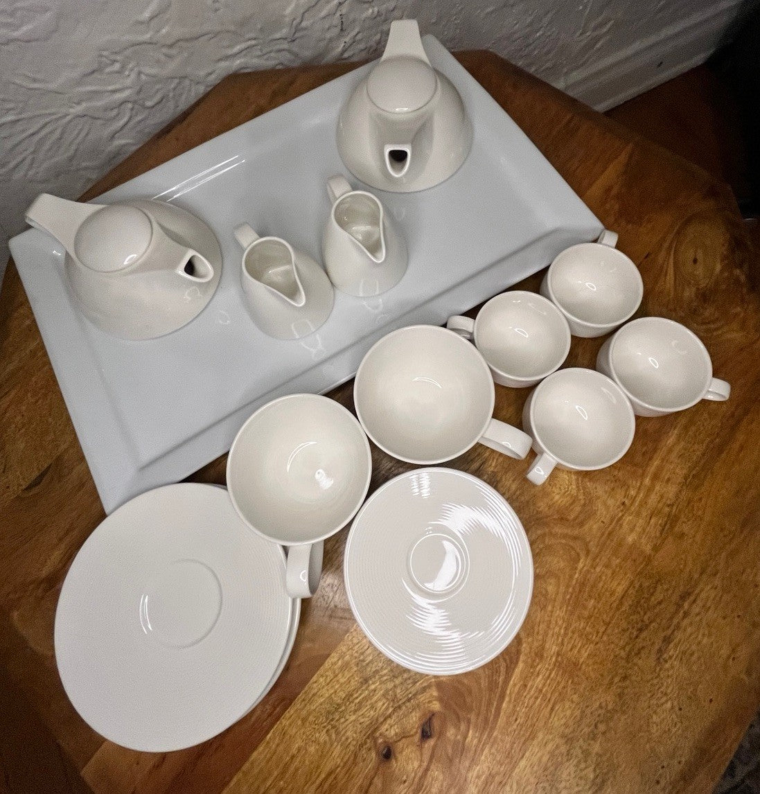 Tria Wish Porcelain Tea Set – Teapots, Cups, Saucers & Tray