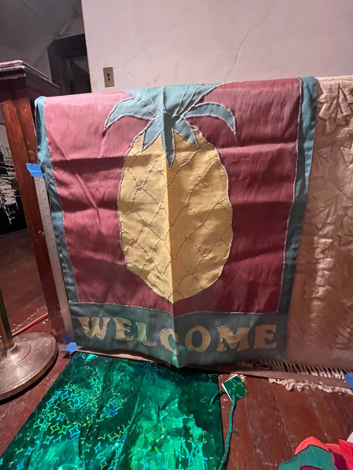 Double Sided Welcome Pineapple Flag 42.5 X 28