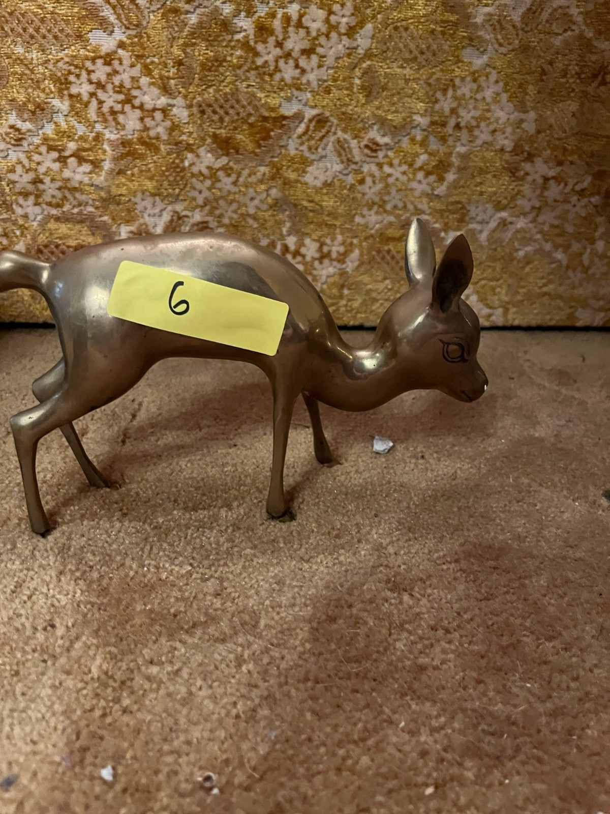Vintage 12" Brass Metal Statue Sculpture FAWN Deer BAMBI Art Decor Mid Century