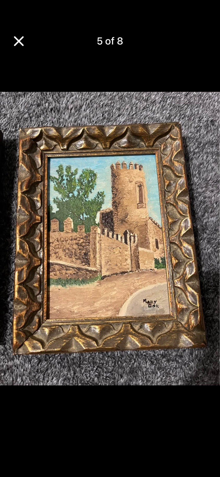 Vintage Mid‑Century Old World Architecture Oil Paintings  Set Of 4 Castle Spain