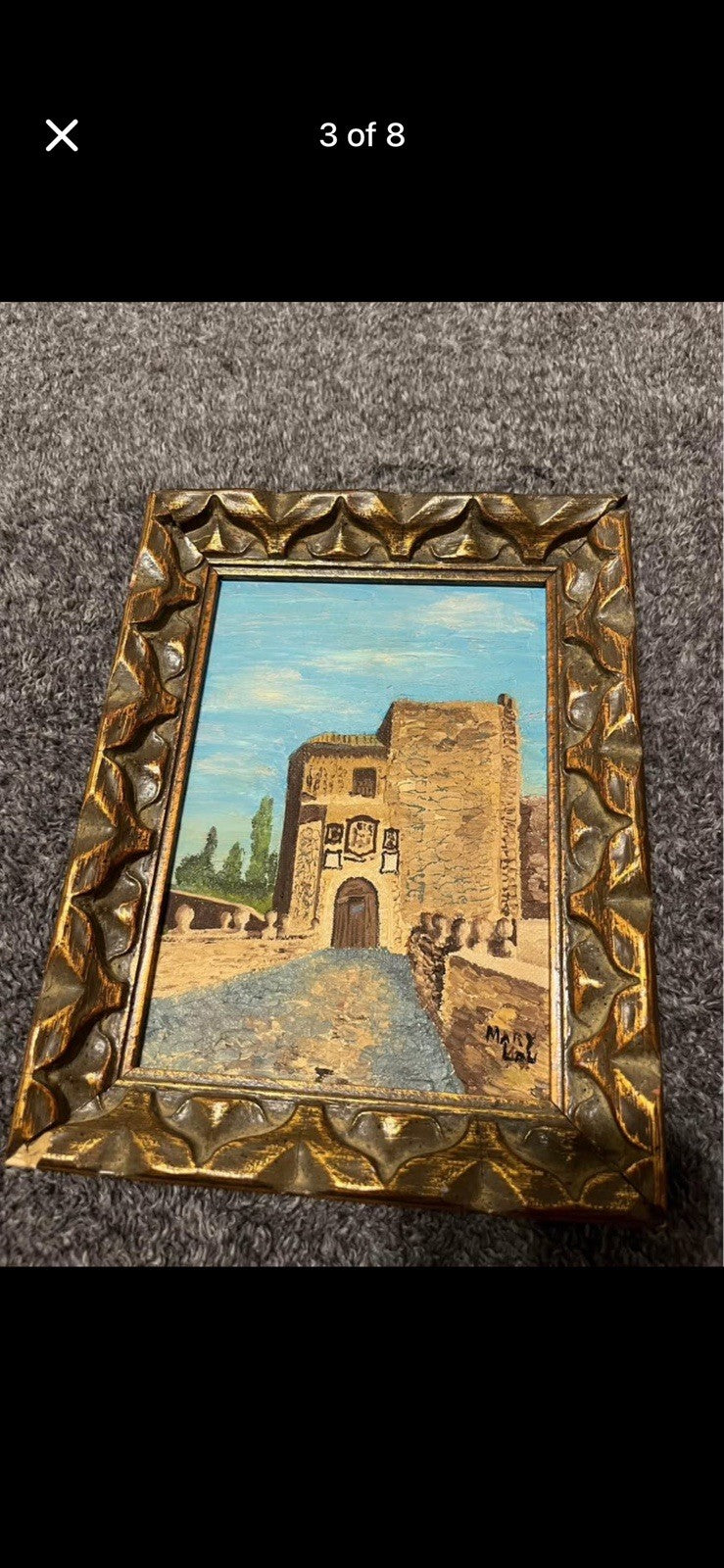 Vintage Mid‑Century Old World Architecture Oil Paintings  Set Of 4 Castle Spain
