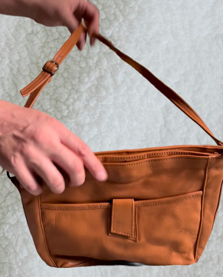 Vintage 1990s Brown Leather Crossbody Bag