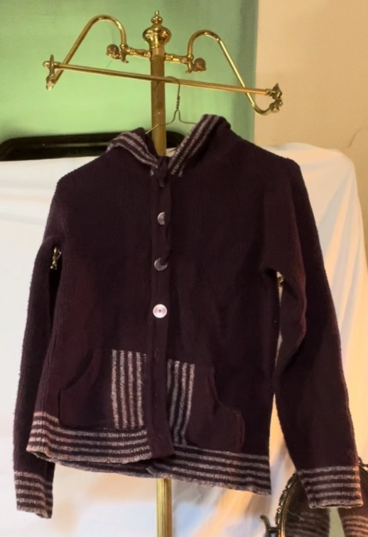 Vintage Lansing Hooded Knit Cardigan Purple Striped 70s 80s Women’s Acrylic