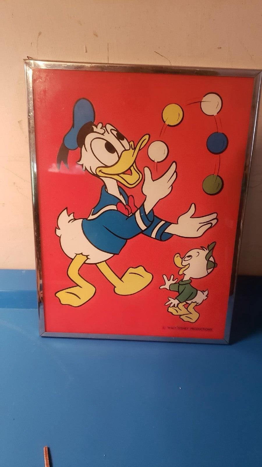 Vintage 1960s Donald Duck Wall Art Walt Disney Brytone NY Framed Print
