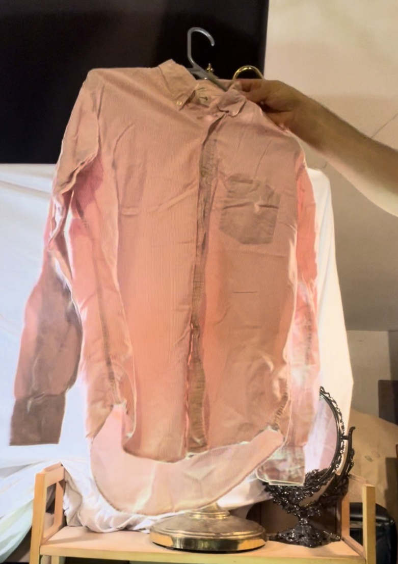 1980s Security Uniform Shirt Pink Stripe XL Distressed Film Costume Repurpose