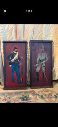 Vintage  Soldiers of the Civil War Paintings on Wood 9" X 19"