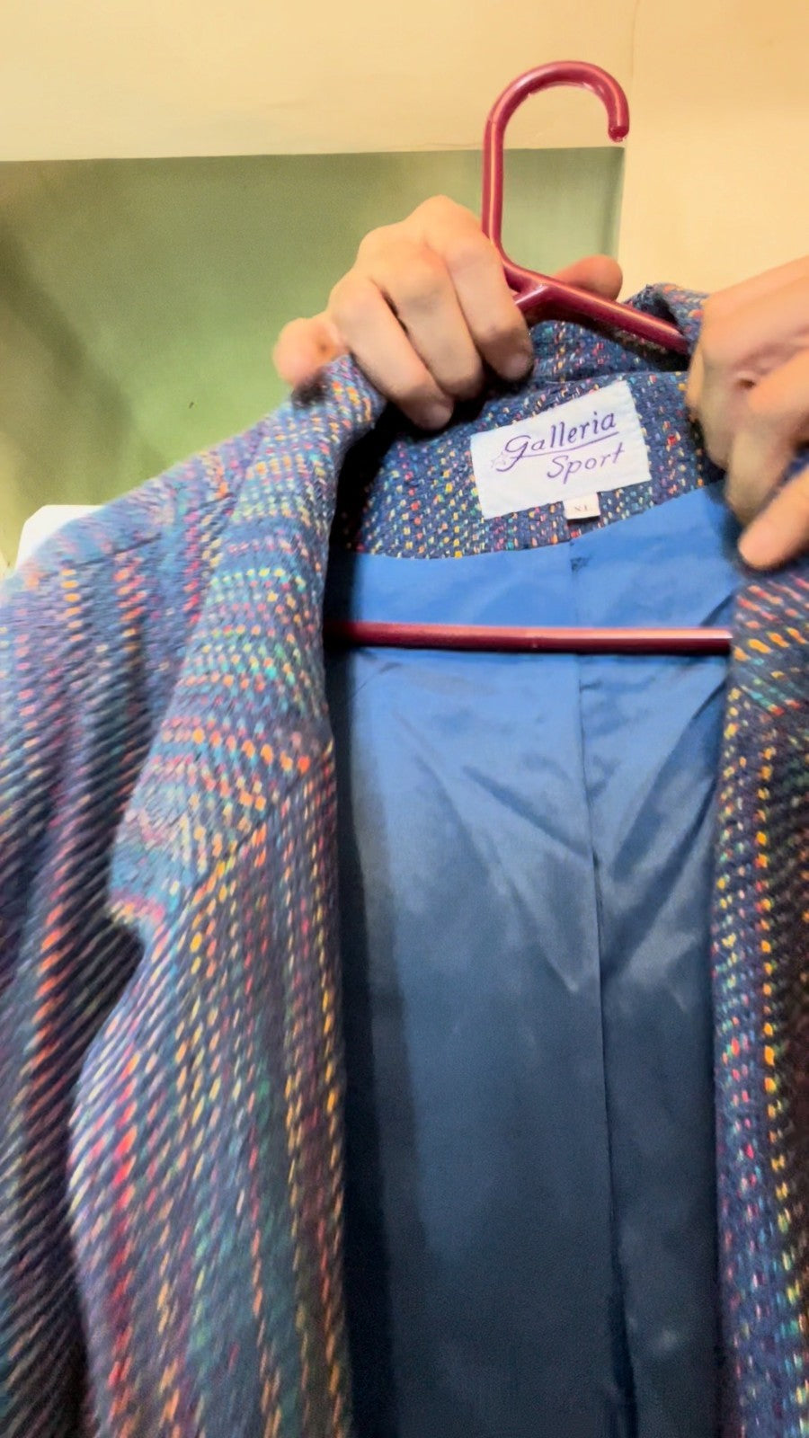 Vintage Galleria Sport Textured Jacket XL Multicolor Blue Lined 80s 90s