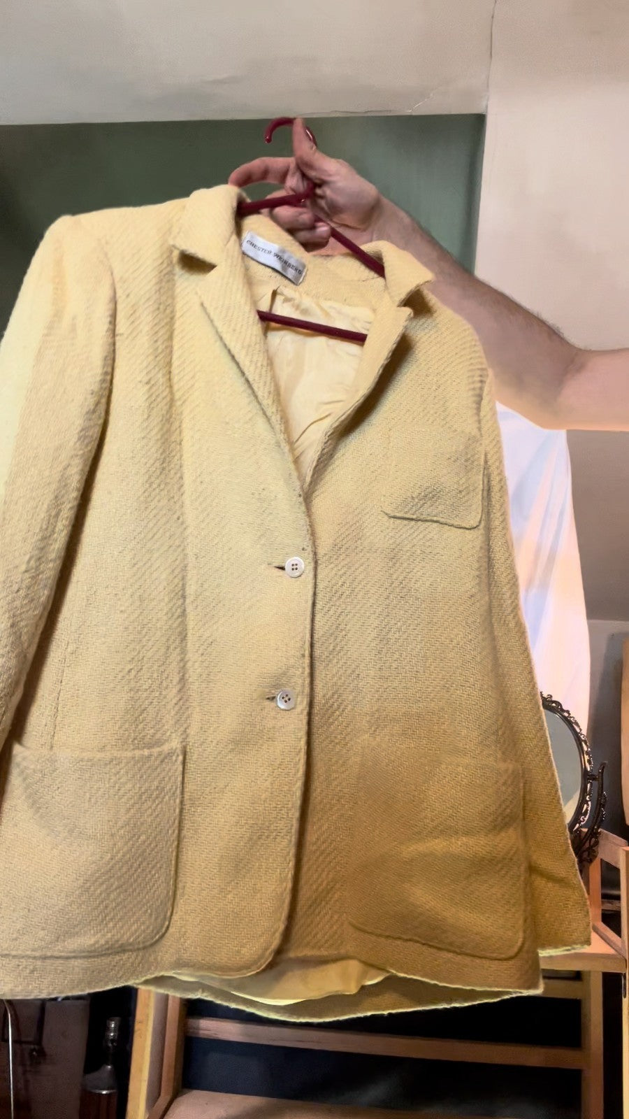 Vintage Chester Weinberg Yellow Textured Blazer 60s 70s Designer Jacket Women’s