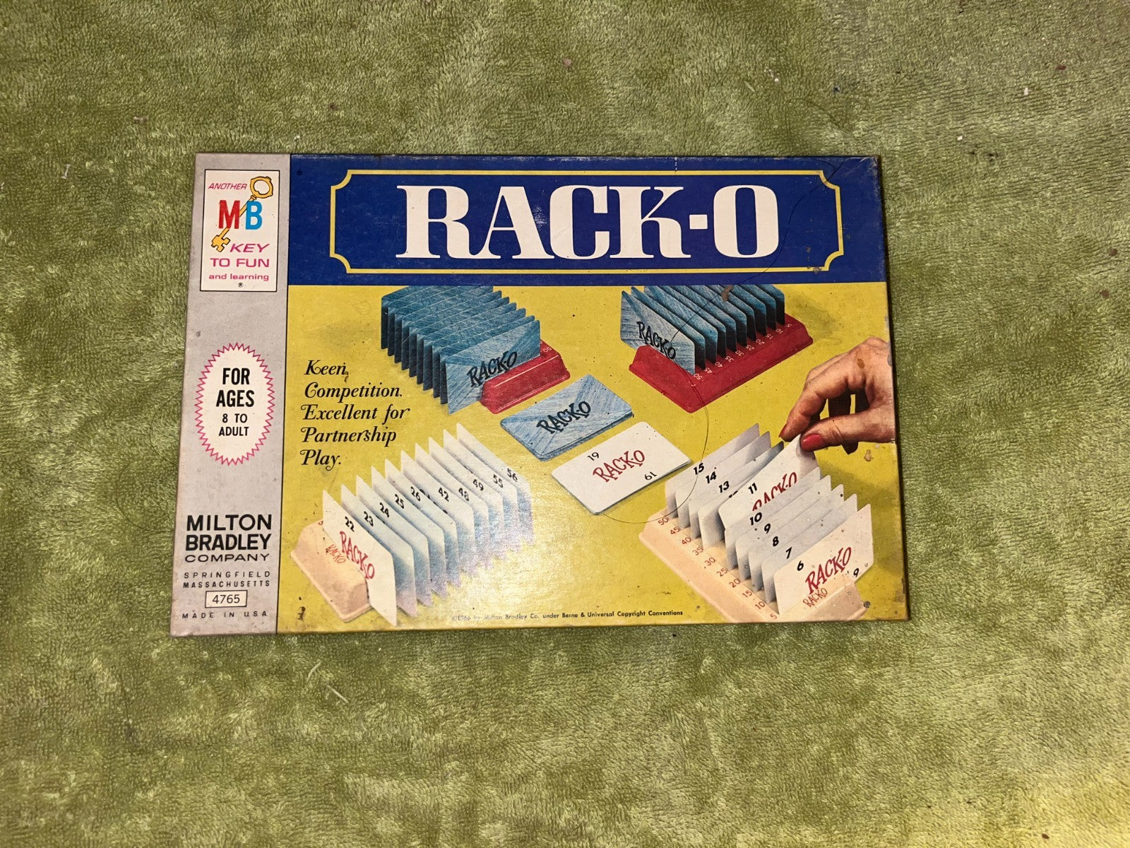 Vintage 1961 Milton Bradley Rack-O game, made in USA, missing 1 card