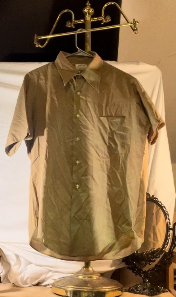 Vintage 60s Jayson Perma‑Prest Shirt 65/35 Tan Short Sleeve Men’s L/XL  USA