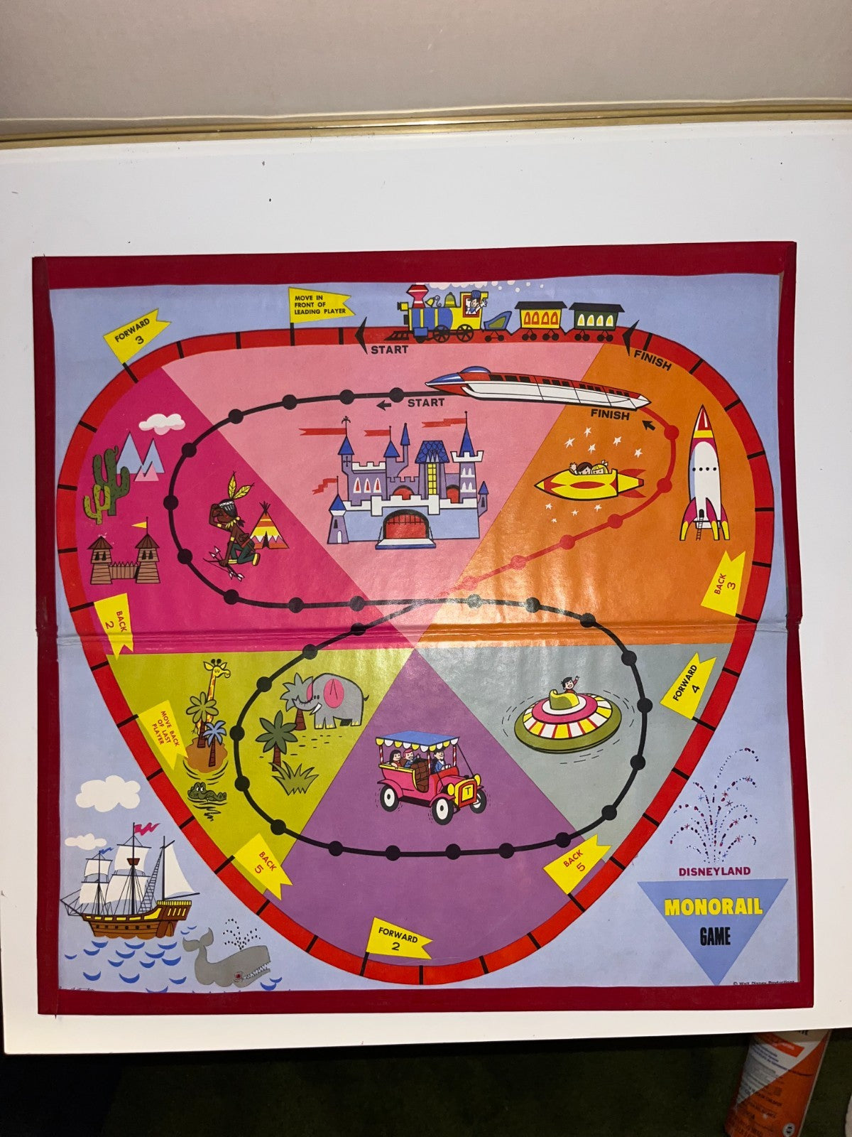 Vintage 1960 Disneyland Monorail Board Game Walt Disney Great Vibrant Color