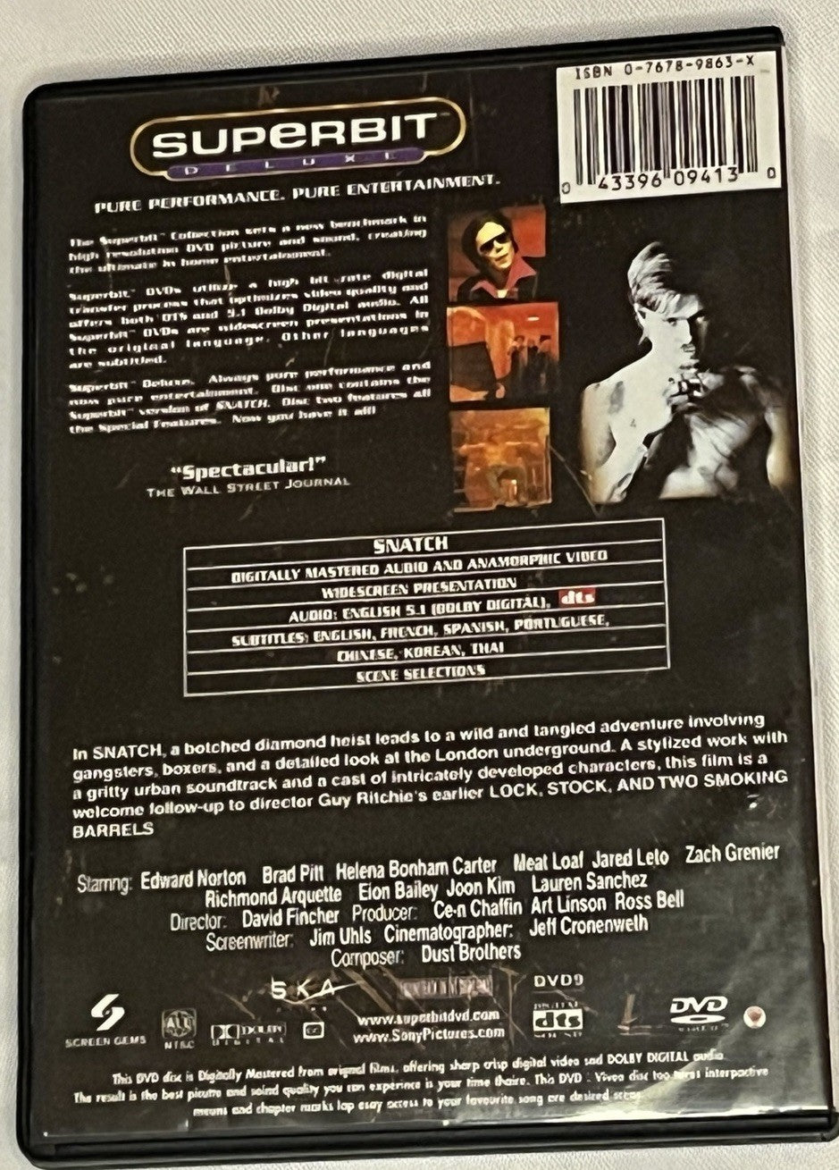 Snatch (DVD, 2002, Dual Layer Disc Set, Superbit Deluxe) Brad Pitt