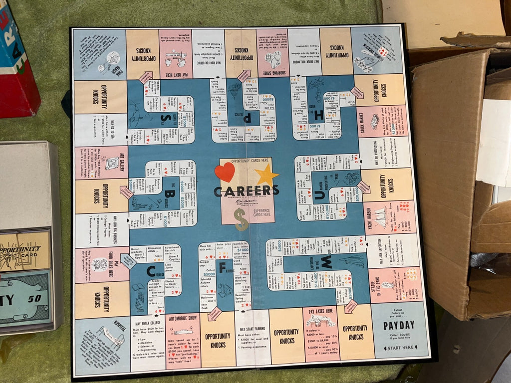 Vintage 1958 Careers Board Game by Parker Brothers Looks Complete