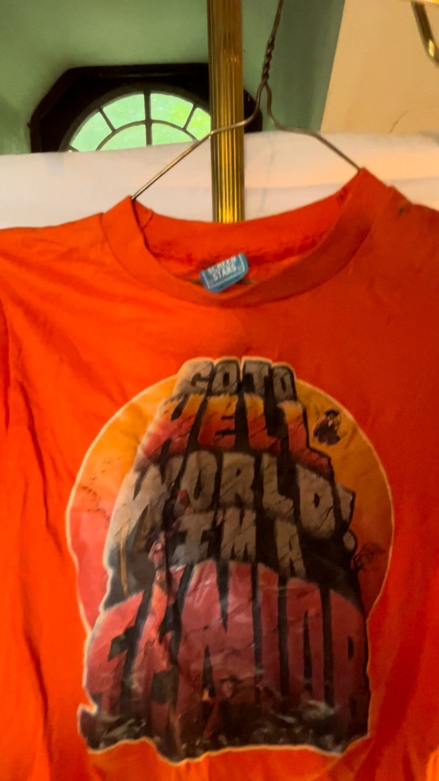 Vintage 80s Screen Stars Go To Hell World I’m A Senior Tee Orange 50/50 USA