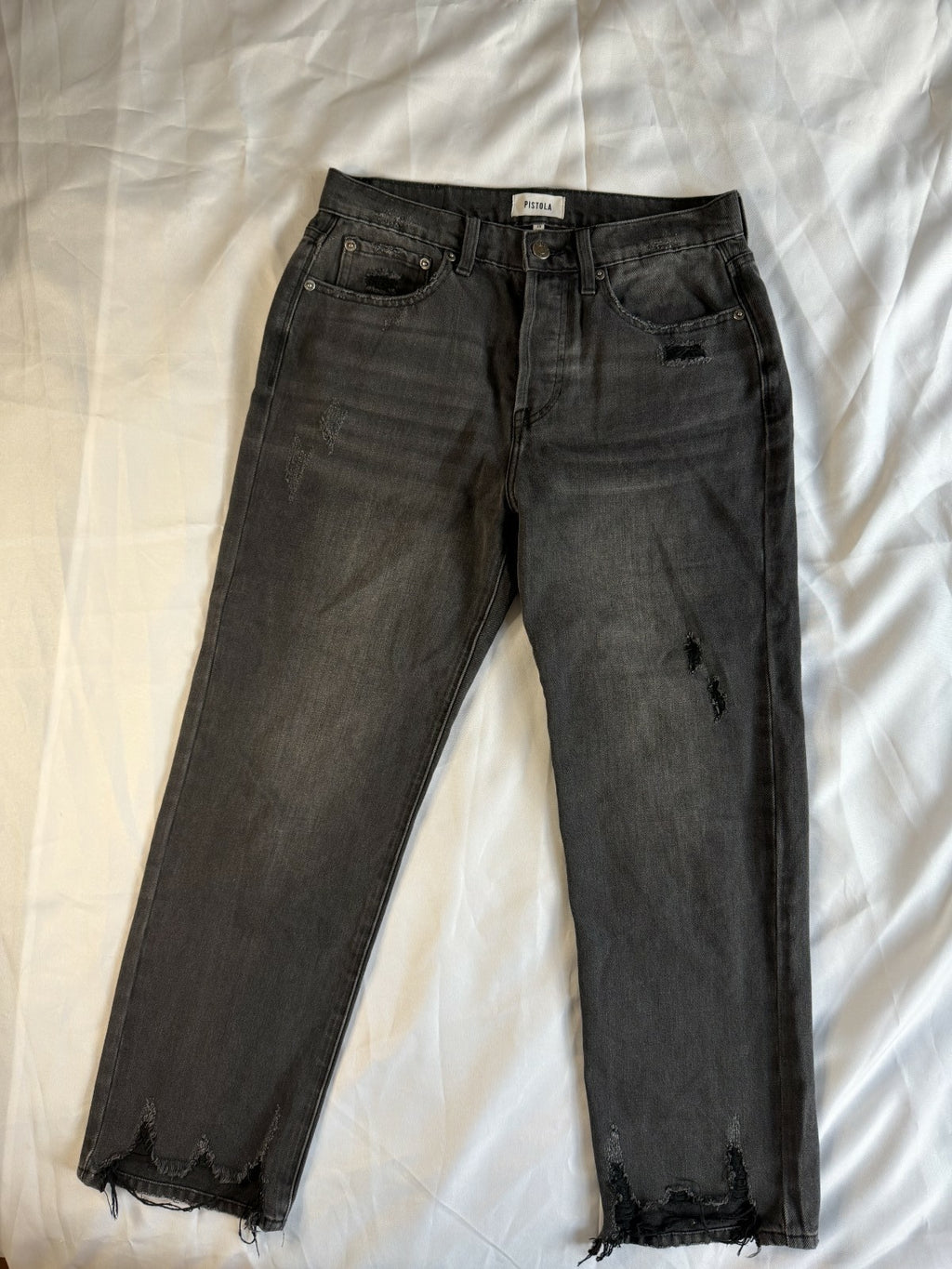 Pistola Jeans Women’s 28 Dark/charcoal Crop Distressed Raw Casual