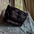 Vintage Saddle River Crossbody Shoulder Bag Purse Black Leather with drawstring