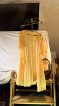 Vintage LORRAINE 100% Nylon 1970s Pastel Yellow M Long Robe