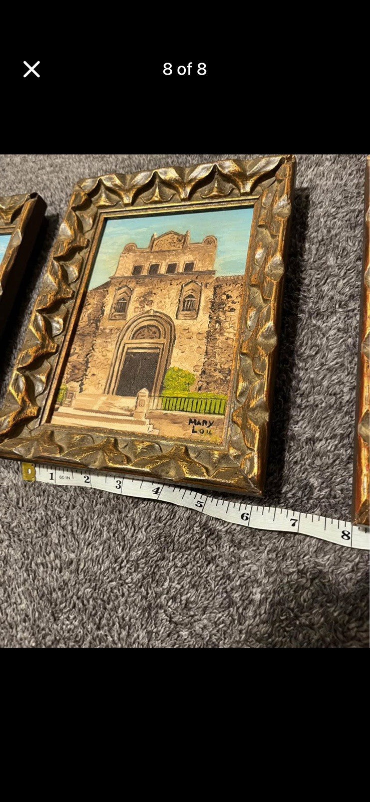 Vintage Mid‑Century Old World Architecture Oil Paintings  Set Of 4 Castle Spain