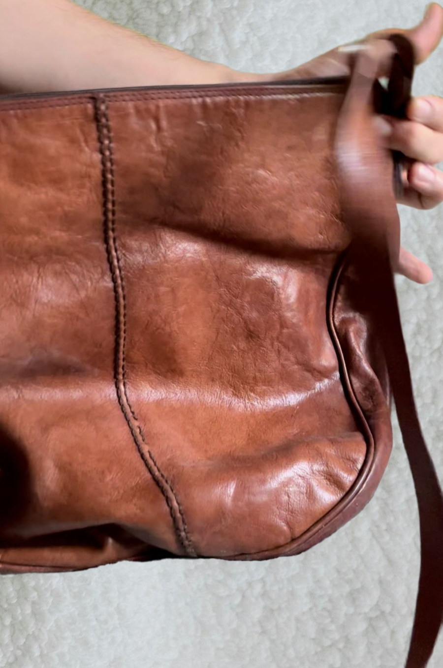 Handmade Artisan Vintage Italian Genuine Leather Shoulder Bag — Late 90s