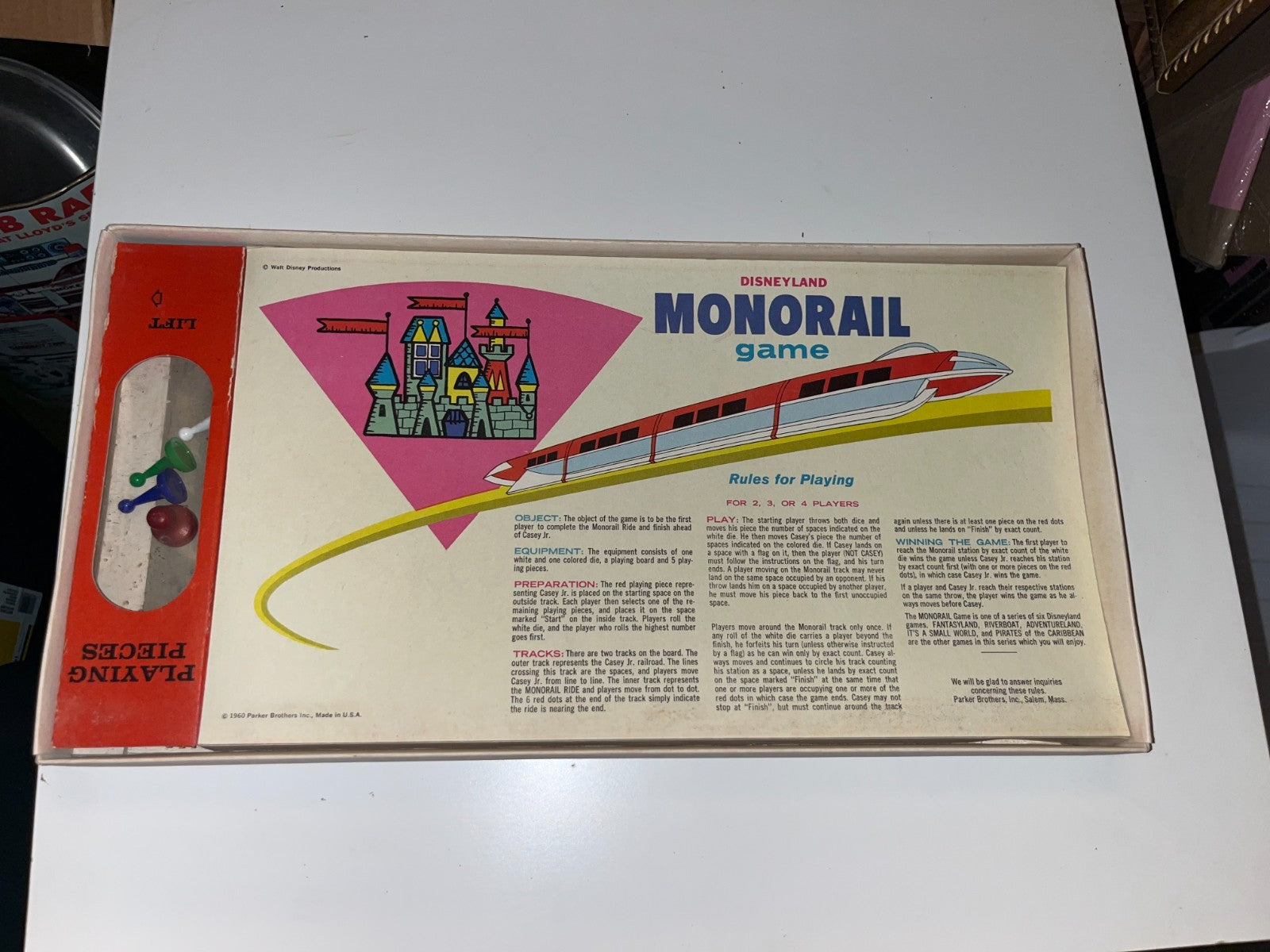 Vintage 1960 Disneyland Monorail Board Game Walt Disney Great Vibrant Color