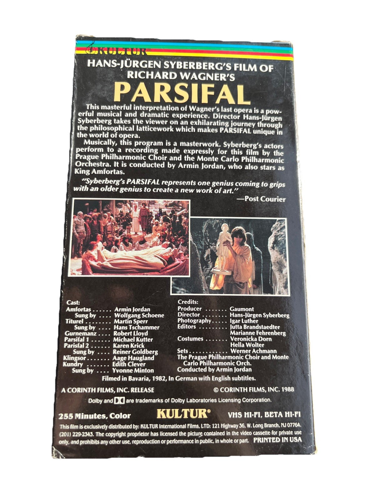 PARSIFAL Betamax Beta Video Tape 2  WAGNER, SYBERBERG, KULTUR, CORINTH FILMS 🎶