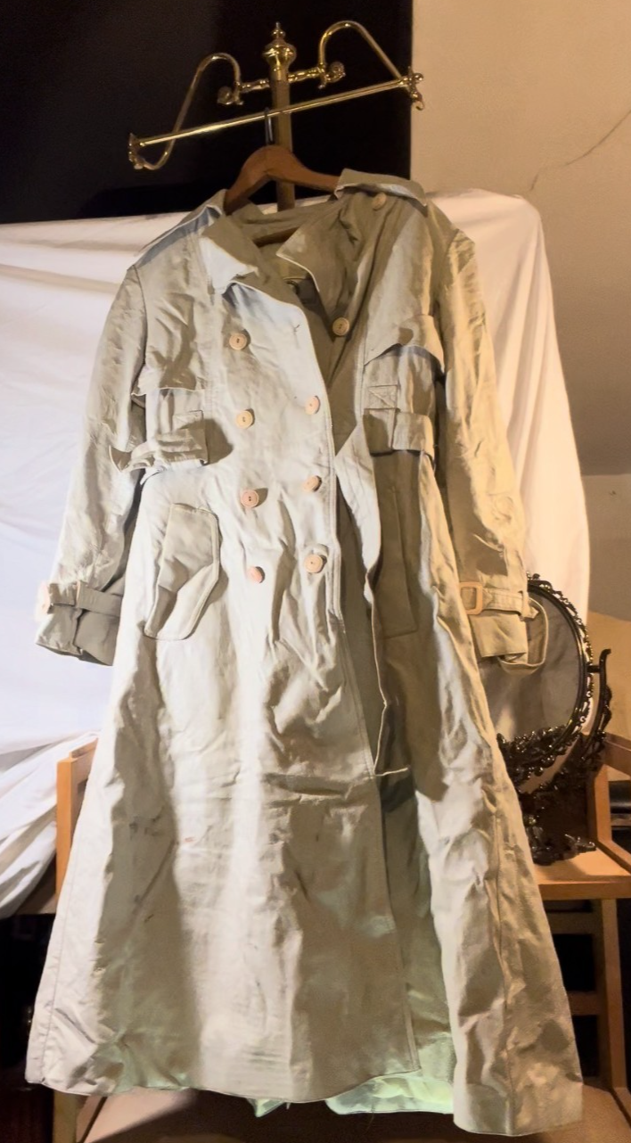 Vintage 90s PR World Fashions Tan Trench Coat Belted Double Breasted M/L