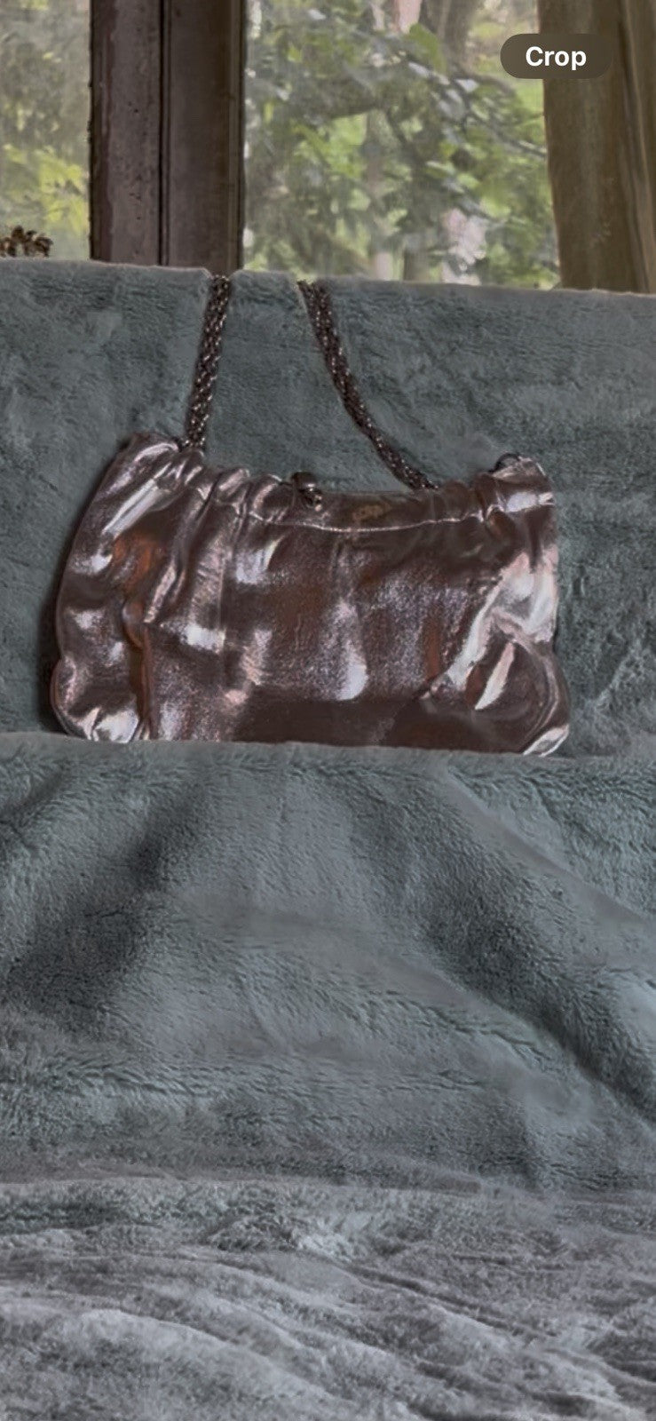 Vintage Silver Metallic Slouchy Shoulder Bag with Chain Strap by Ande Boutique