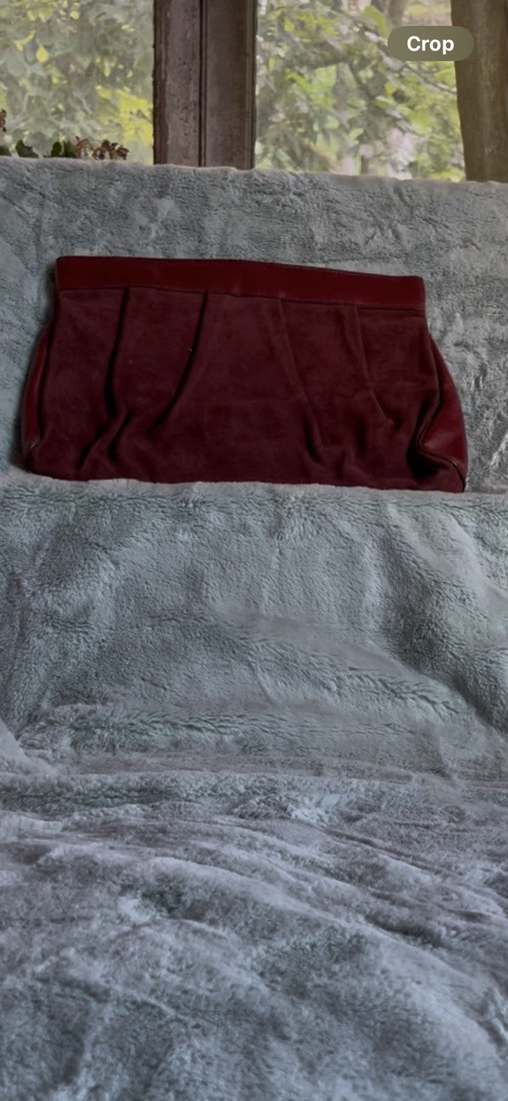Vintage 70s Maroon Suede Clutch by Letisse