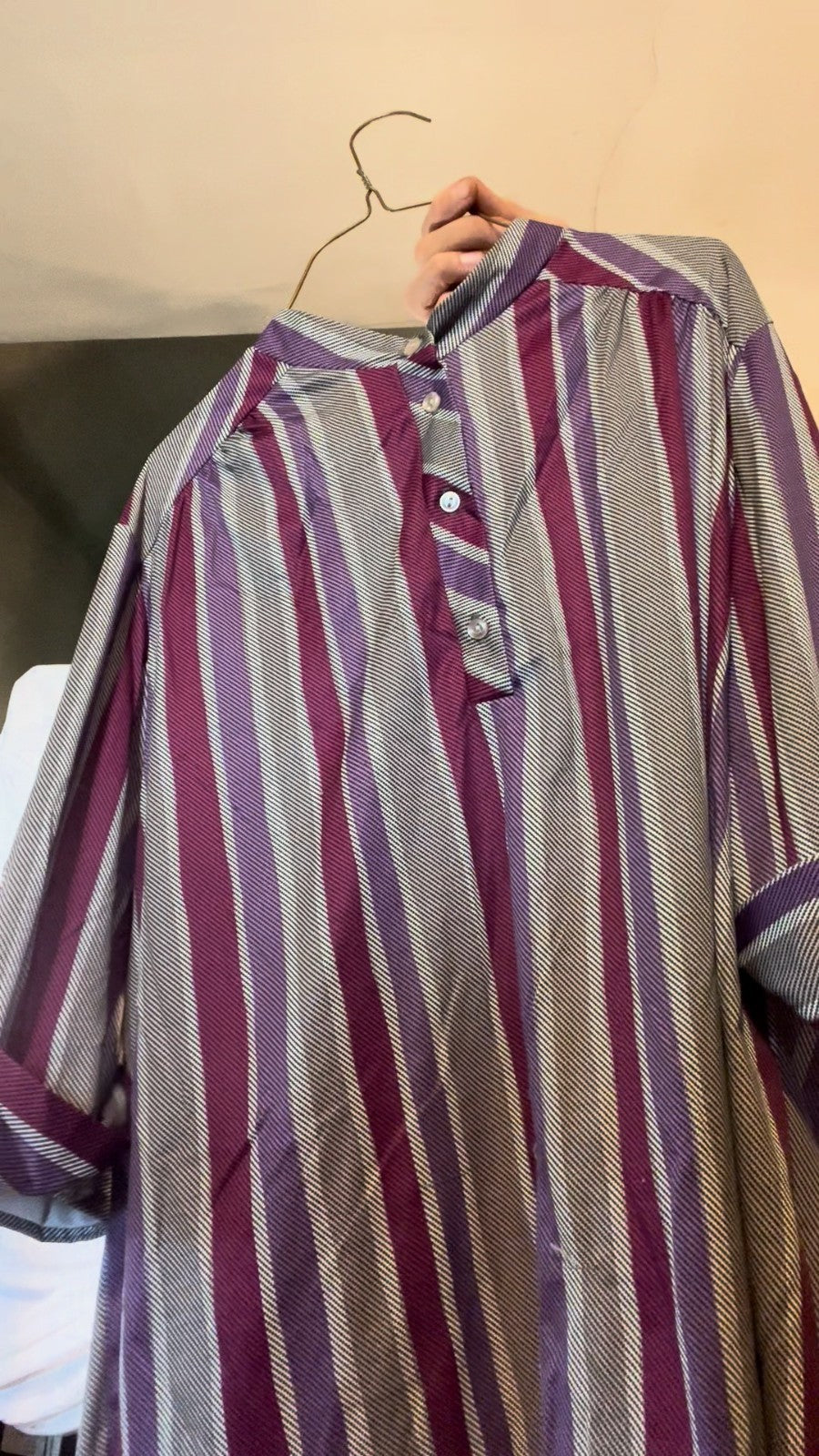 Vintage Four Seasons Purple Stripe Long Sleeve Shirt 90s Retro Casual Mens M