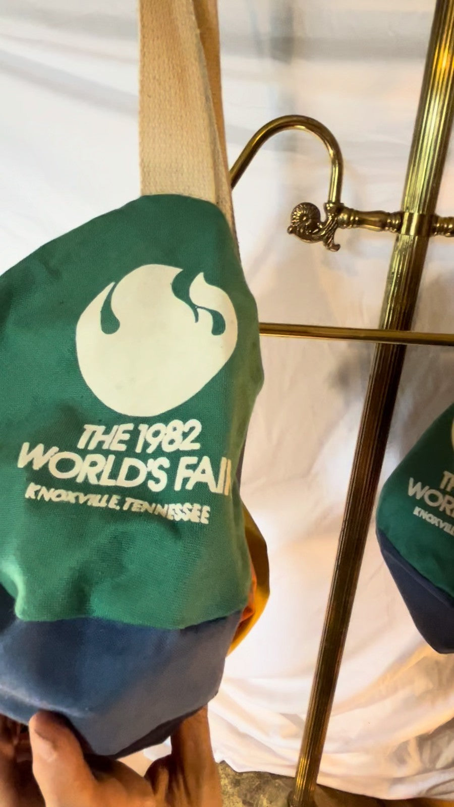 1982 World’s Fair Knoxville Canvas Bag Set Rainbow Colors Shoulder Tote Lot VTG