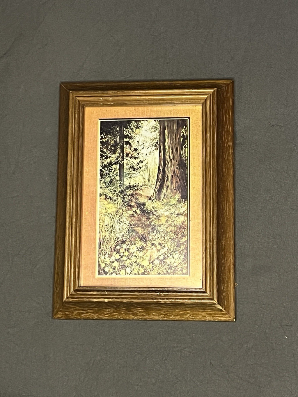 Vintage McM Framed Landscape Art Set • Wildflower Field & Forest Scene