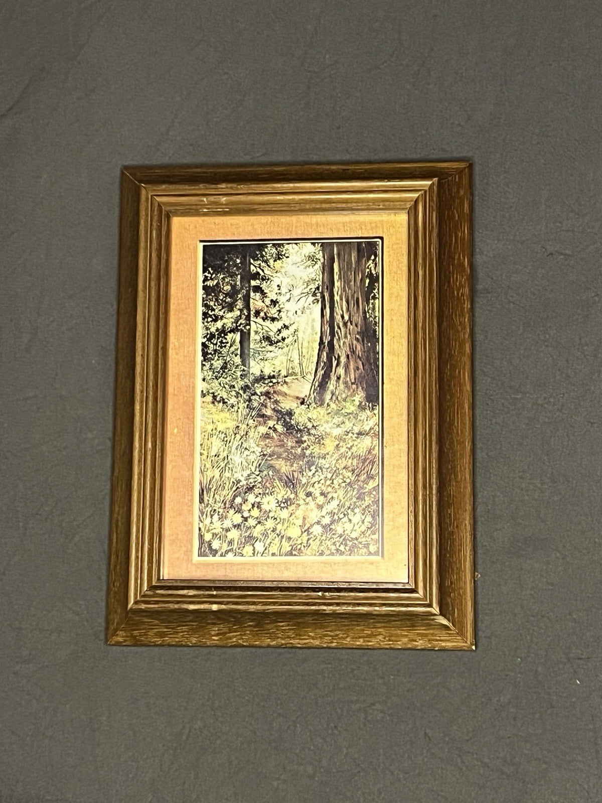 Vintage McM Framed Landscape Art Set • Wildflower Field & Forest Scene