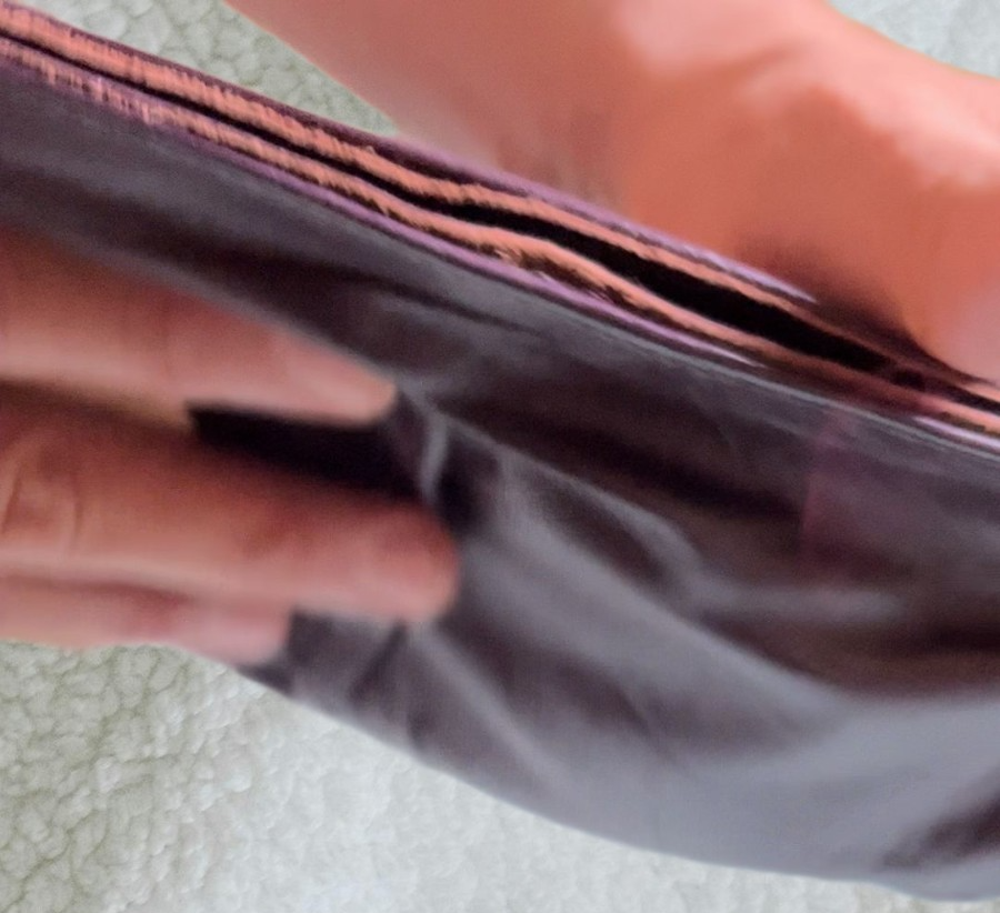 Vintage dark purple leather clutch 70s/80s