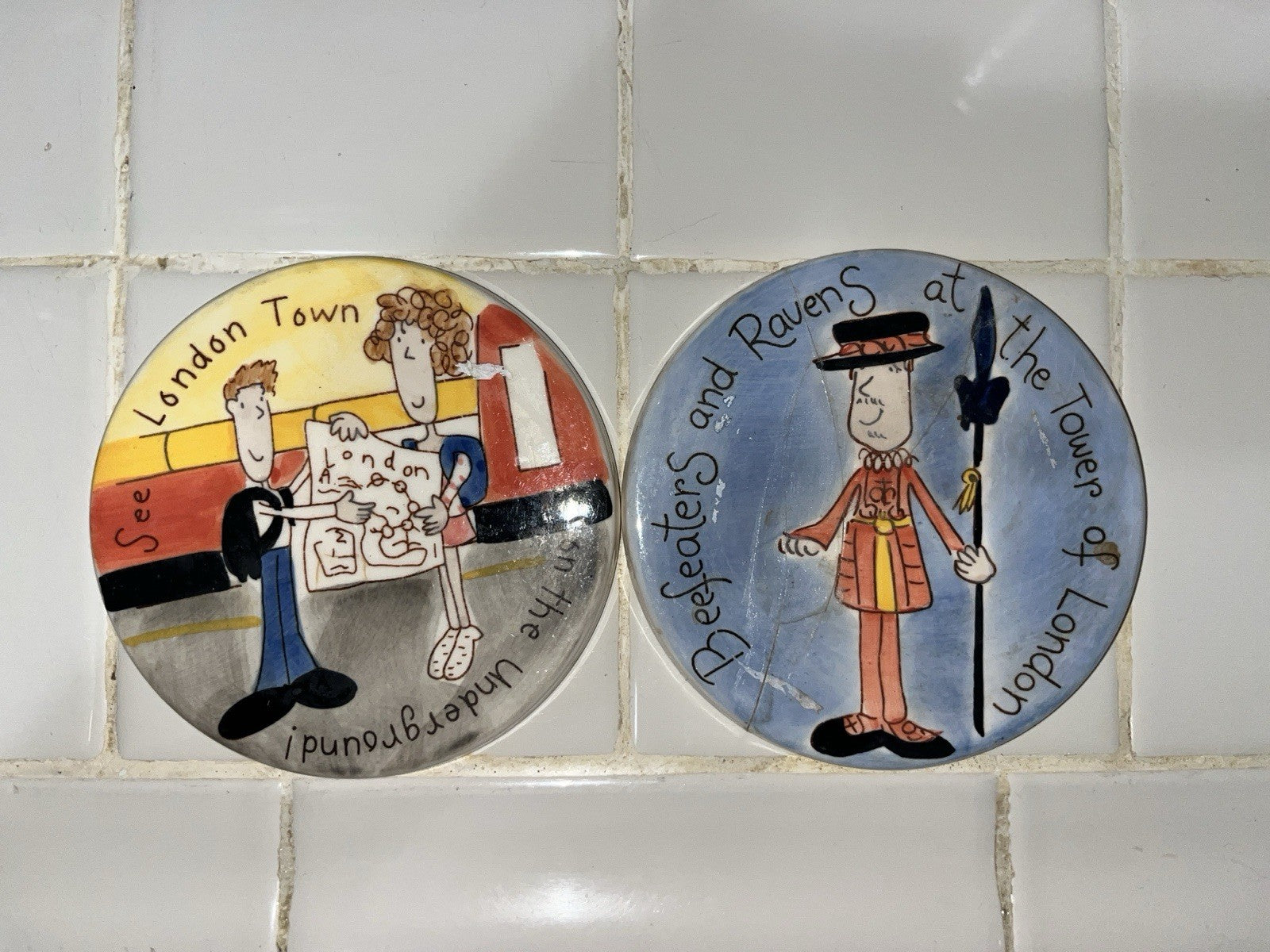 Whittard of Chelsea by Beth London Town on the Underground Hand Painted Coaster