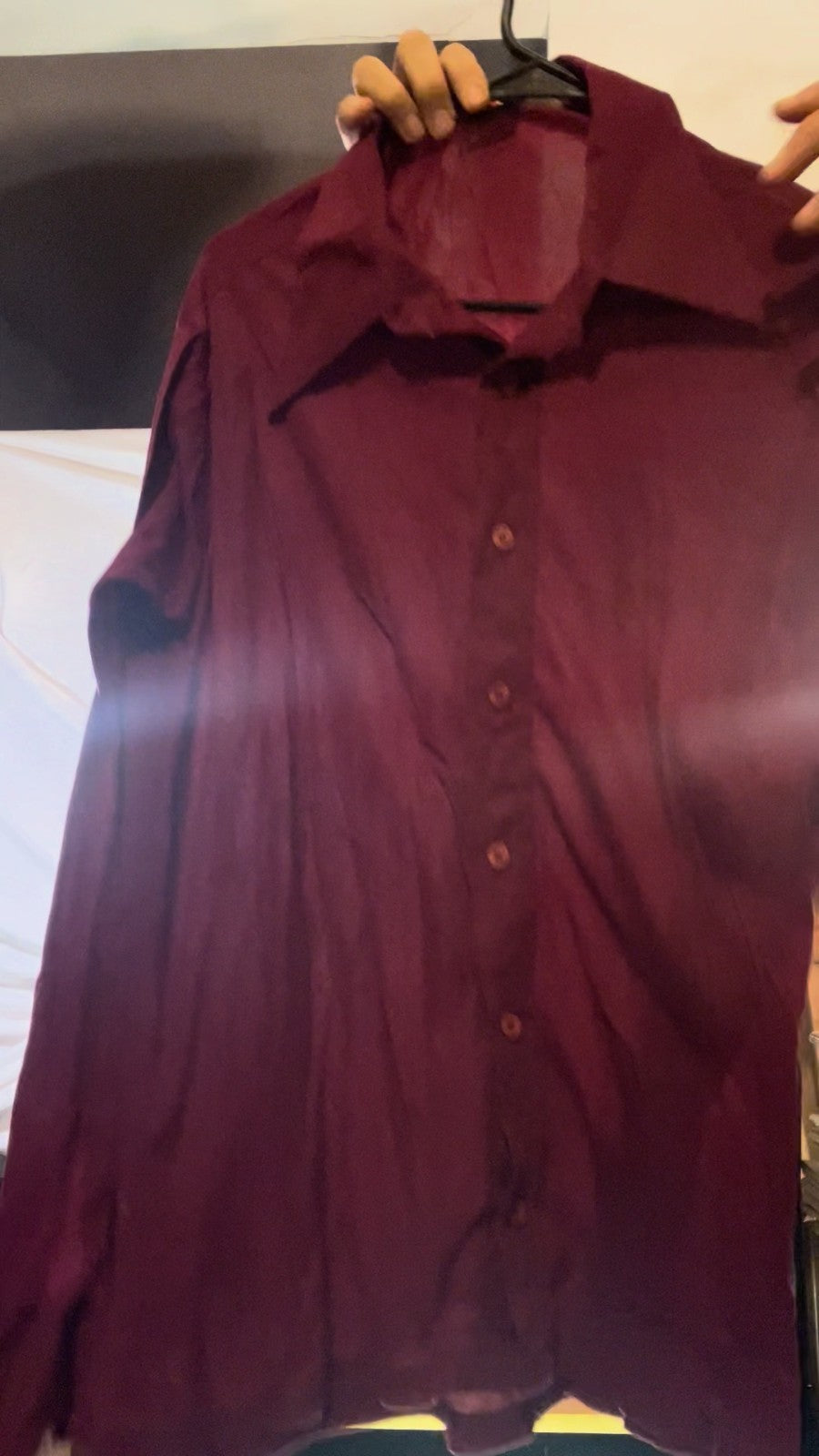 Vintage 70s 1UP by Golden Vee Slim Trim Mens Button Up Shirt Burgundy Disco L