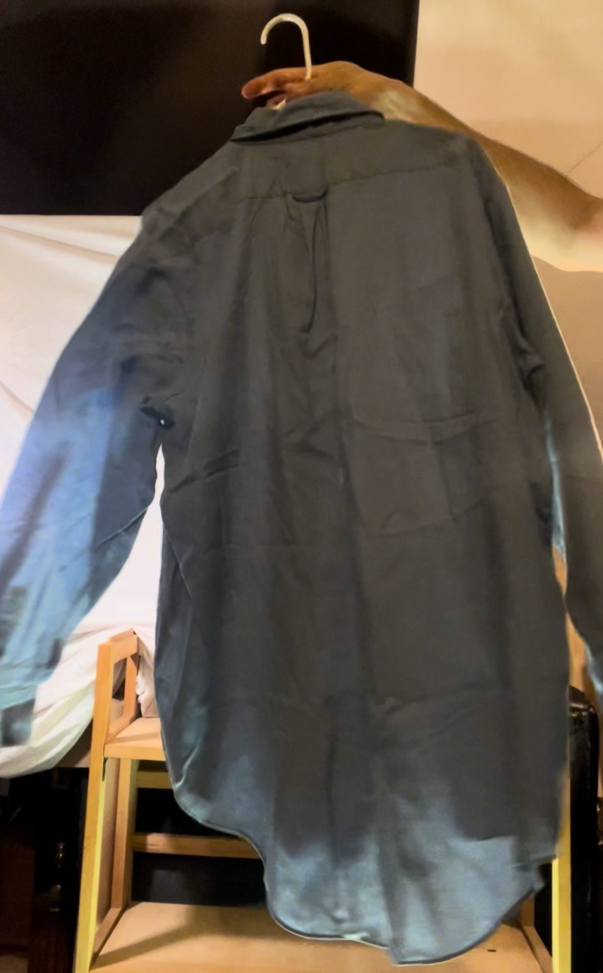 Vintage 1970s Dimension Shop Big Men Shirt Blue Long Sleeve 17.5 35/36 XL Tall