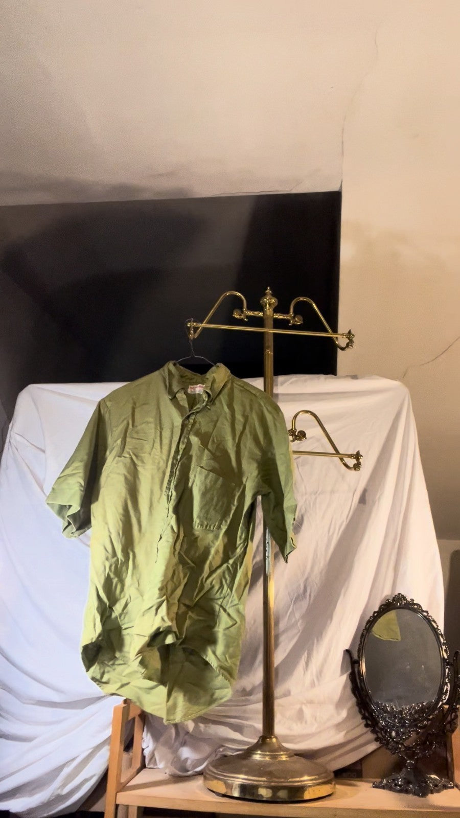 Vintage 60s Jayson British Hong Kong Green Cotton Shirt Permanent Press M/L
