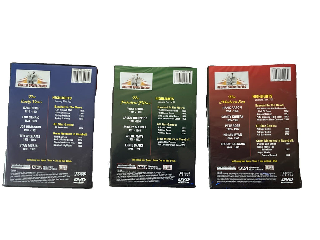 GREATEST SPORTS LEGENDS BASEBALL 3 DVD BOX SET-PROFILES OF 15 GREAT LEGENDS ⚾️