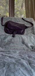 Vintage 70s Dark Purple Crossbody Bag Barganza Made In Italy Boho Hippie