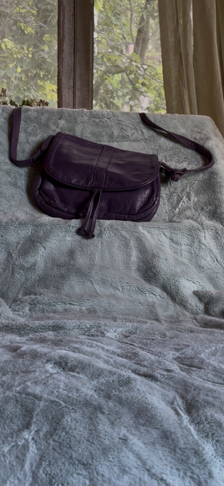 Vintage 70s Dark Purple Crossbody Bag Barganza Made In Italy Boho Hippie