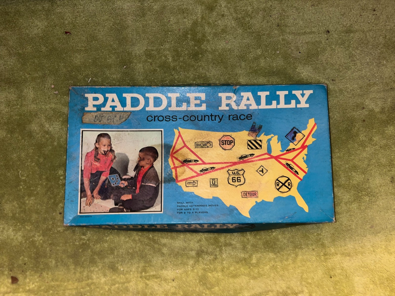 Vintage 1964 Route 66 Paddle Rally Board Game Cross Country Race Whitman