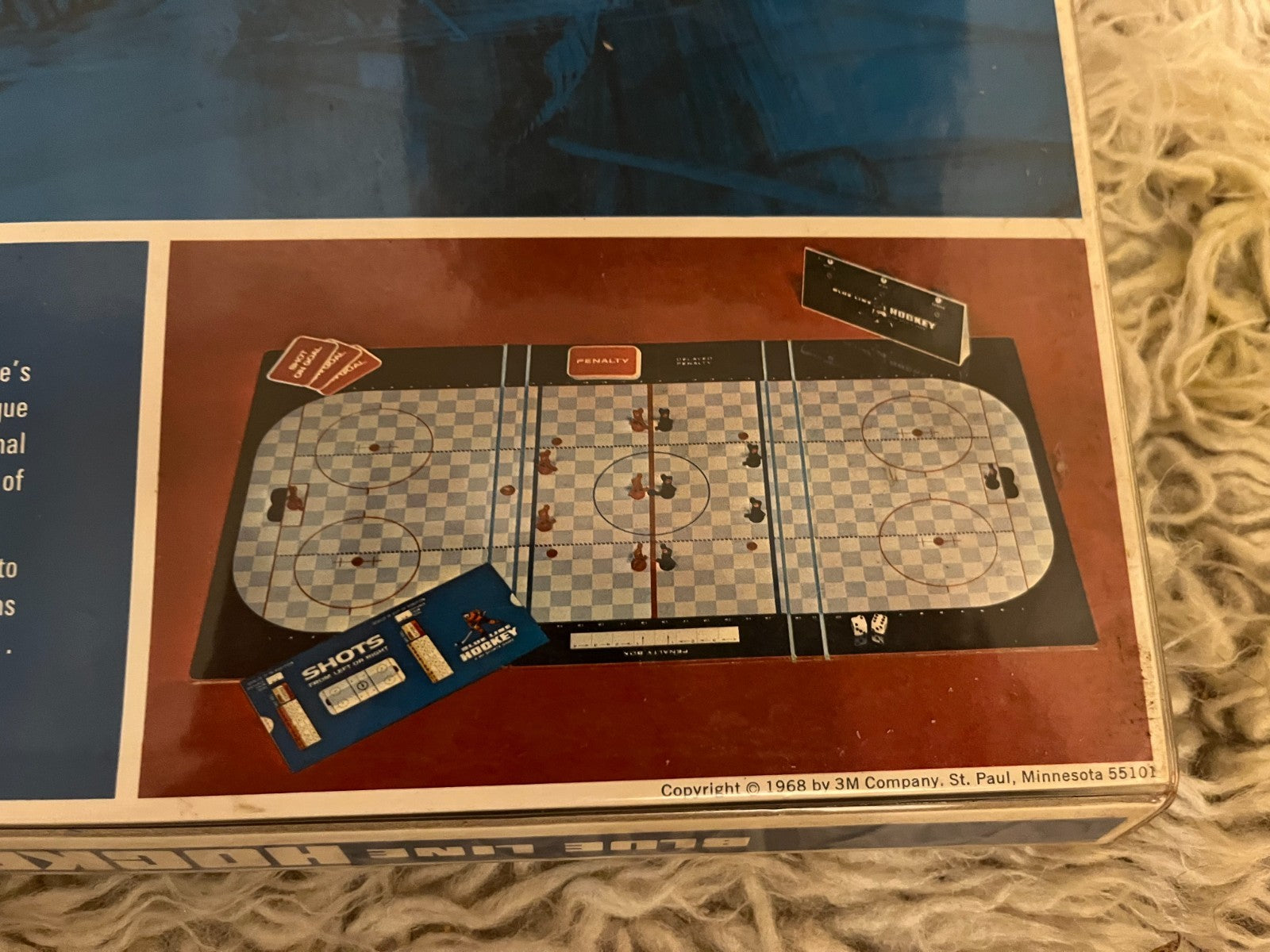 Vintage 1969 Blue Line Hockey Board Game 3M Sports Complete EUC