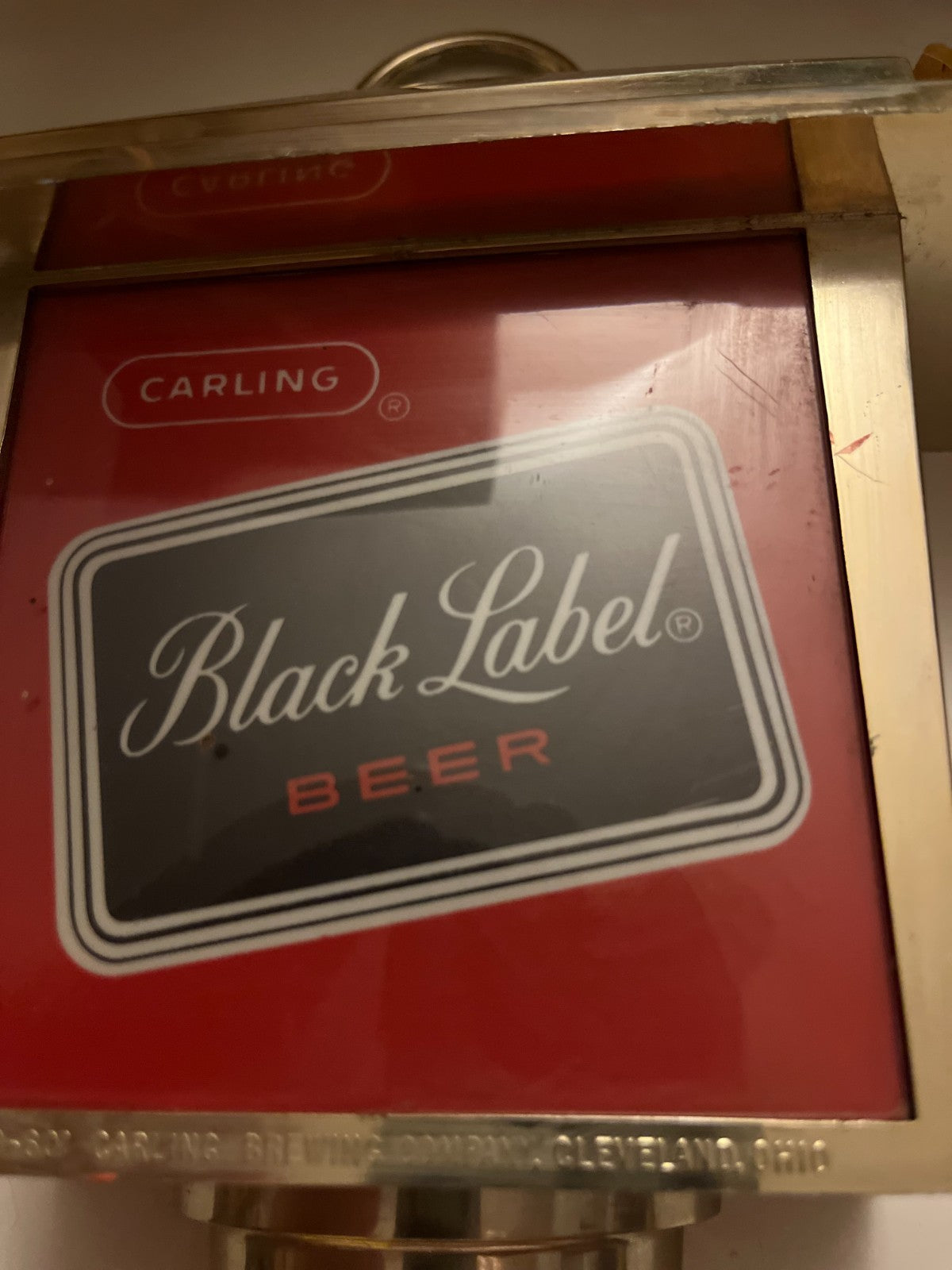 Working Vintage Carling Black Label Beer Lighted Sign Clock Bar Top Wall Working
