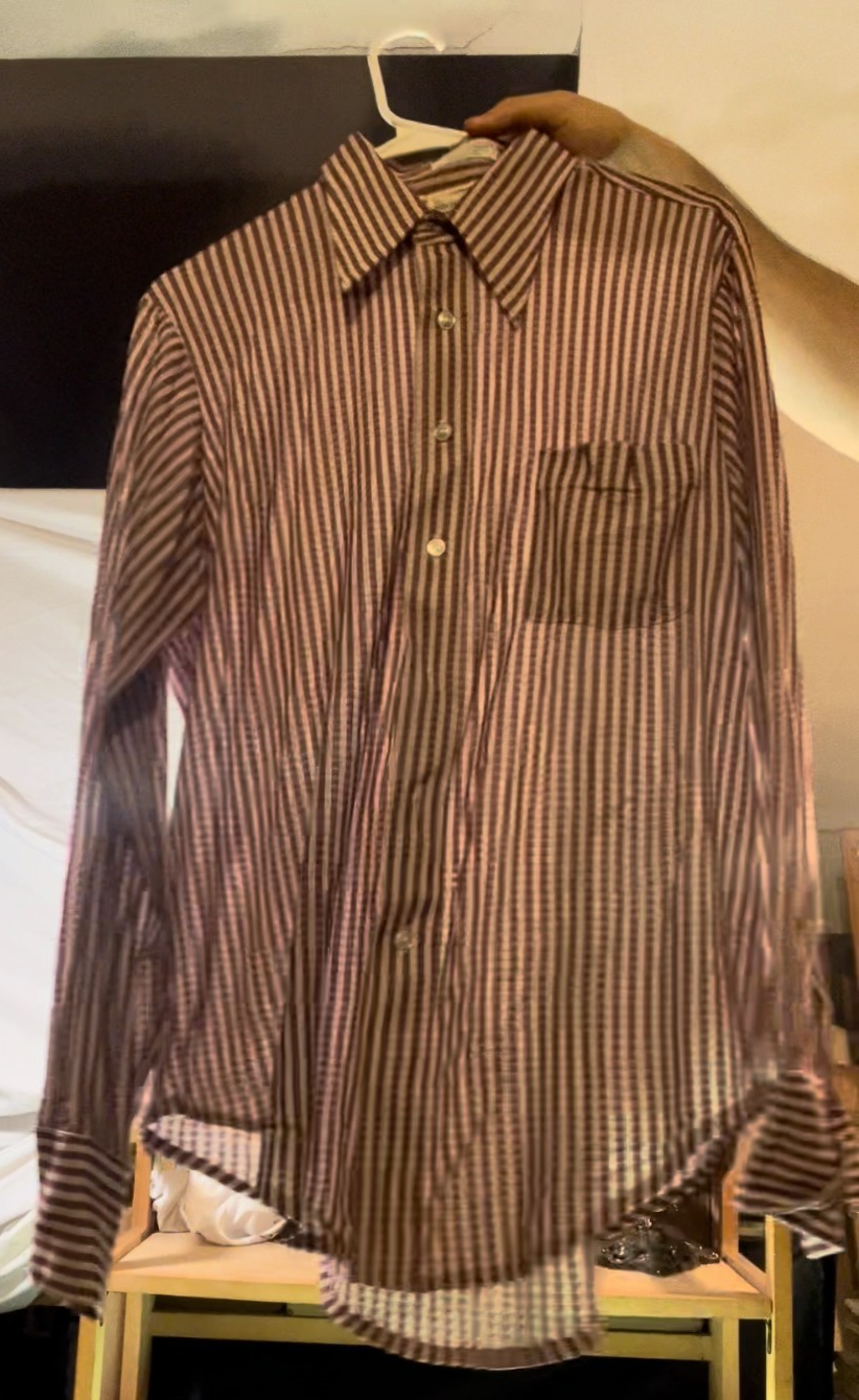 Vintage Hochschild Kohn Long Shirt Brown Stripe Men’s XL 1970s Baltimore Store